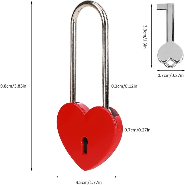 2 kpl punainen rakkauslukko sydämen muotoinen lukko söpöt riippulukot avaimella korurasiaan