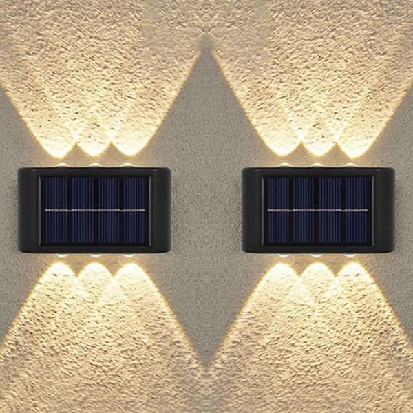 2 stk Utendørs Vegglamper Solcelle Vanntette Led Veranda Lamper