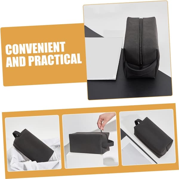 Necessär för män i PU-läder, bärbar handhållen liten Dopp Kit