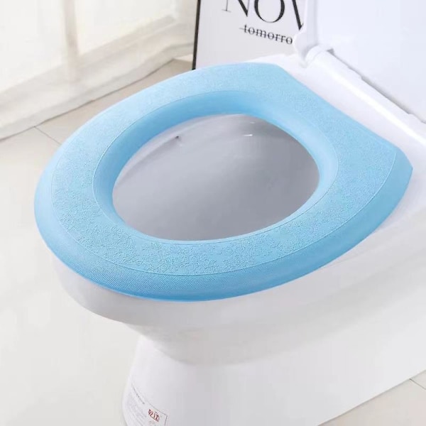 WC-istuintyyny Vedenpitävä Pehmeä WC-istuimen cover Kestävä Lämmin Pehmeä Pehmuste Kylpyhuone-WC:lle Uusi (sininen)