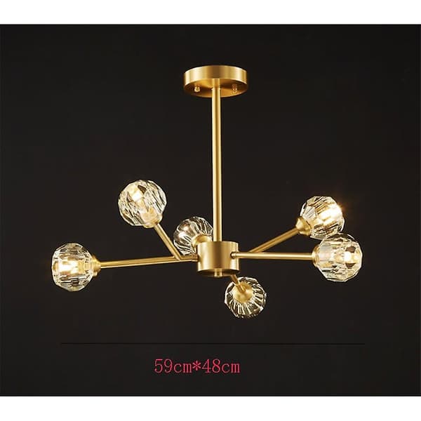 LED Pendellampe Lysekrone Guld Krystal 6 Hoveder Unik