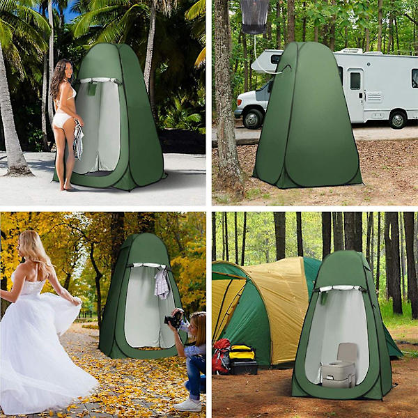 Enkel Pop Up Dusch Tält Toalett Omklädningskabin Camping Utomhus Skydd Inomhus Utomhus Omklädningsrum Bärbar (Oljegrön)