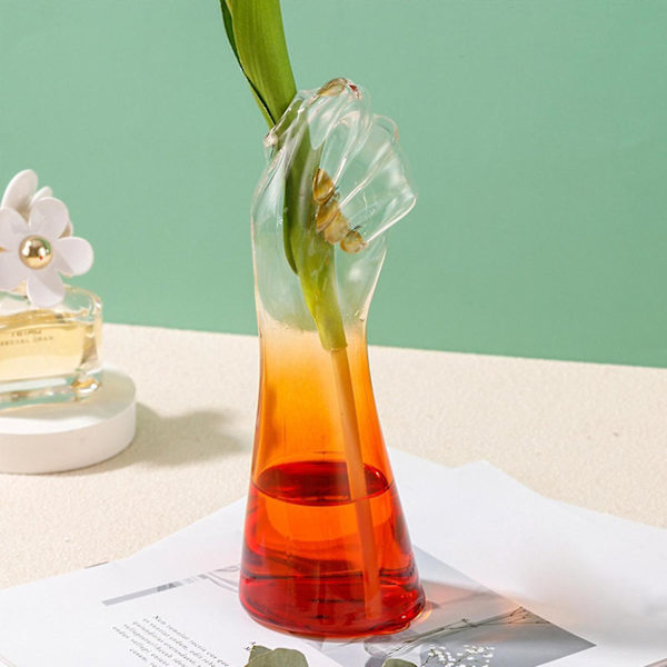 Glasvas med Handform, Konstverk för Blomsterarrangemang, Heminredning
