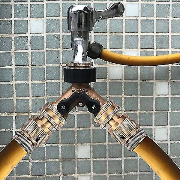 Solid Messing Hagevannslangekobling Tap Splitter 2-veis