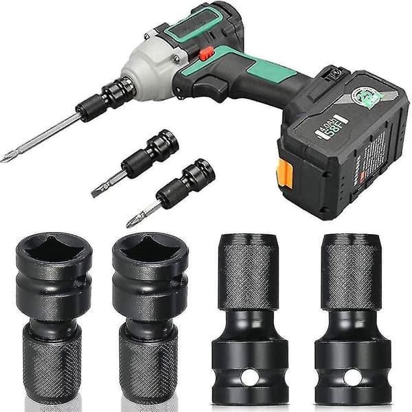 Kompatibel med 4 st Impact Adapter 1/2 Kvadratdrivning till 1/4 Hexskaft Socket Adapter