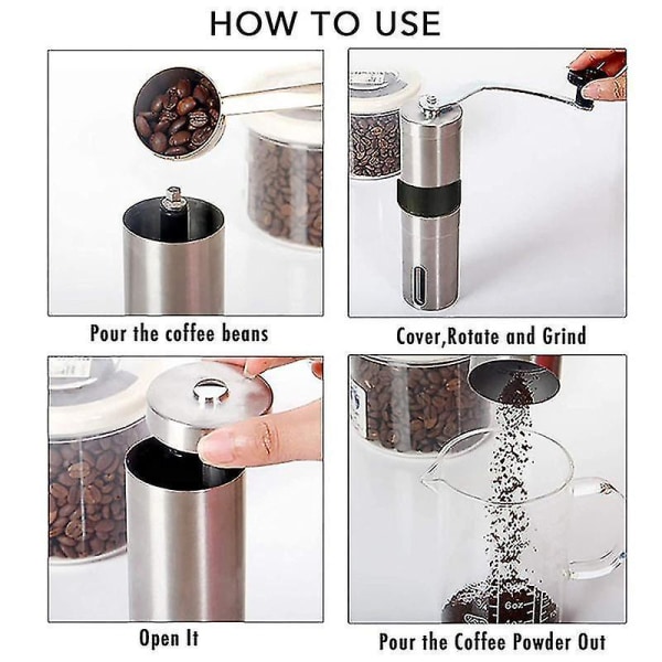 4,8*21cm Rustfrit Stål Kaffe Bønne Burr Kværn.