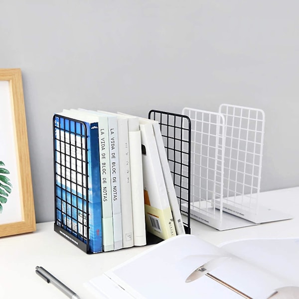 Metallbokstöd, 1 par moderna geometriska designbokstöd, stora tunga bokstöd