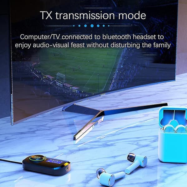 Bil LCD-skjerm lydtransmitter mottaker Bluetooth 5.0 Aux Stereo MP3-spiller handsfree-samtaler Wi