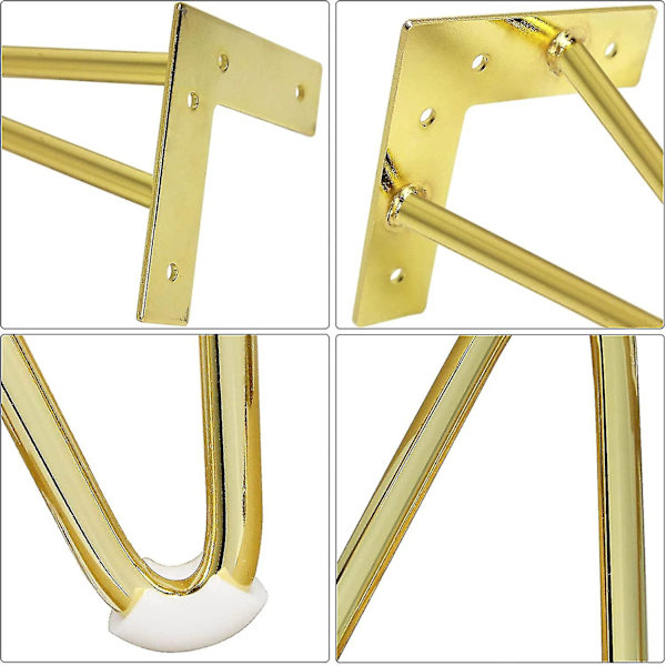 Sæt af 4 15cm Guld Metal Møbelben, Robuste Hårnålsben