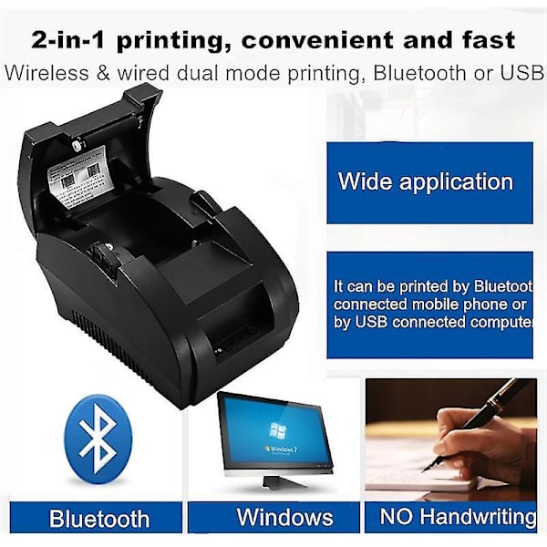 58mm Termisk Kvitteringsskriver Bluetooth USB