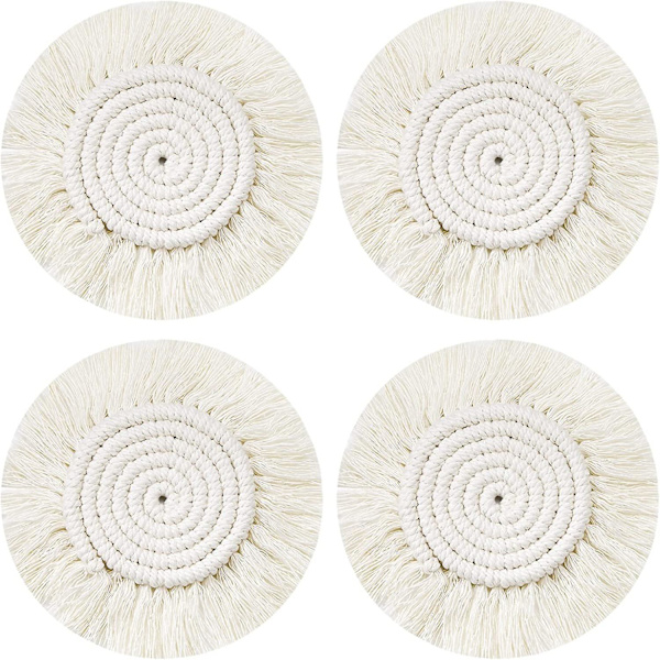 Håndvævet Coasters Placemat, Rund Vævet Coaster, Boho Mat Kaffe Drikke Øl Kande Bord Ikke-Skridsikker Varme