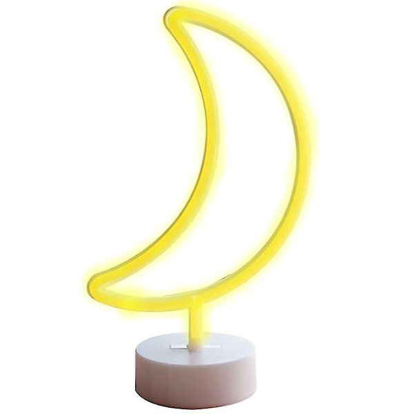 Måneformad LED Neon Nattlampa med Bas Marquee Skyltlampa Dekorativ Neonlampa för Heminredning