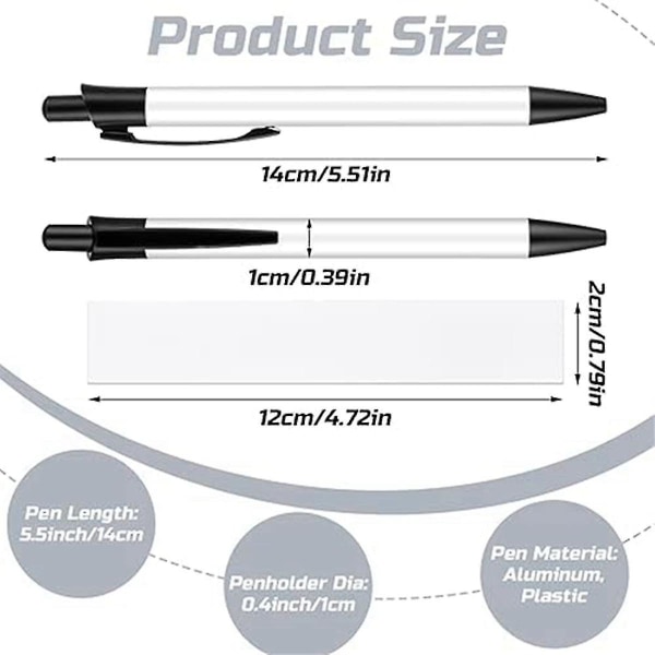 24x Sublimeringspenne Blanks Sublimeringsbelagt Pen Varmeoverførselspen Med Varmekrymp Emballage Til D