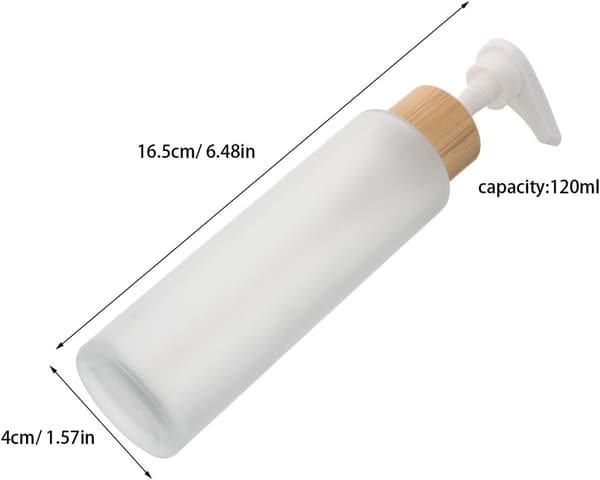 3 st frostade glaslotionpumpsflaskor med bambulock 120 ml