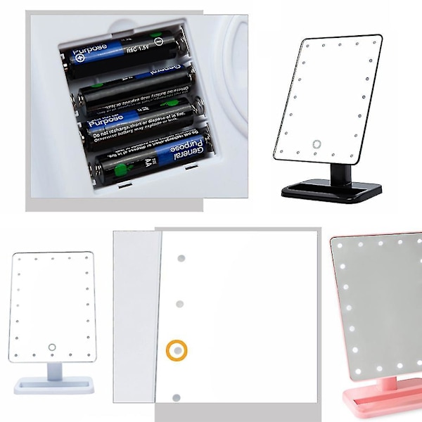 Kauneuskosmetiikan valaistu pöytäpeili 20 LED-valolla