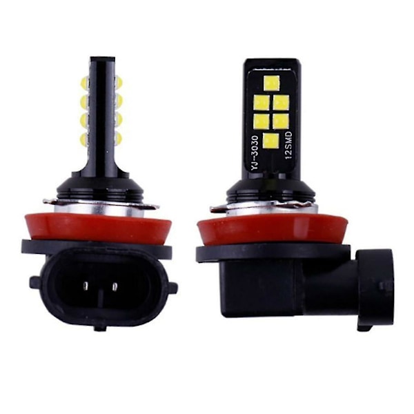 Nye LED-tåkelys Høy effekt tåkelys H8 H9 H11 3030 12smd tåkelys pære 60w pære. (svart) (2 stk)