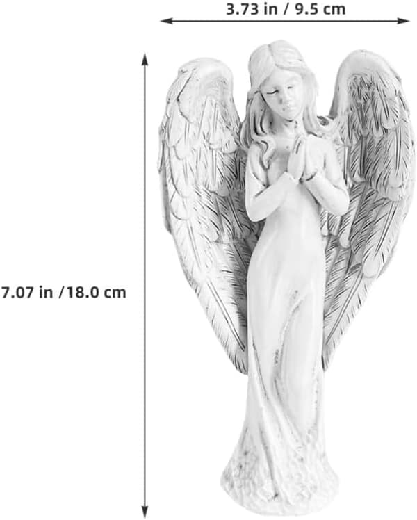 Søt englefigur i harpiks hagepynt bedende engleskulptur