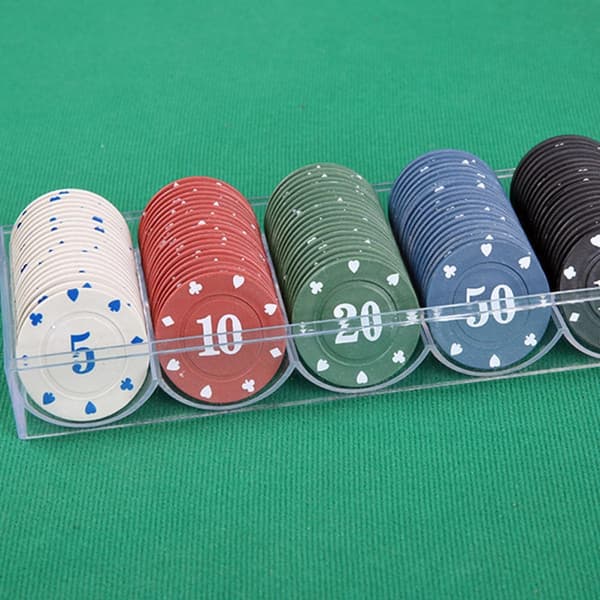 100 st plastpokerchips inlärningsräknespelmarker Mahjong valuta chips förvaringslåda