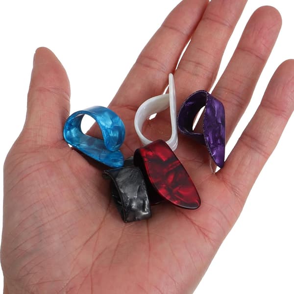 12 st gitarrtumplektrum och fingerplektrum för akustisk gitarr, banjo, ukulele och harpa