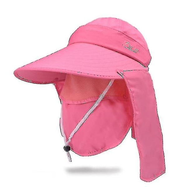 Solhatt for kvinner, storbremmet hatt, sykling, gårdsarbeid, solbeskyttelse, UV-beskyttelse, ansiktshatt Rose Red