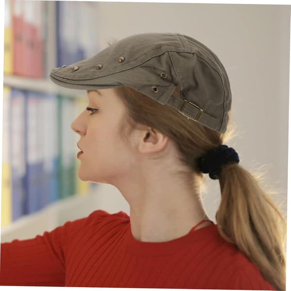 Solskjermhatt Dame Page Boy Cap Guttehatt Pustende Flat Cap for Kvinner Olivengrønn