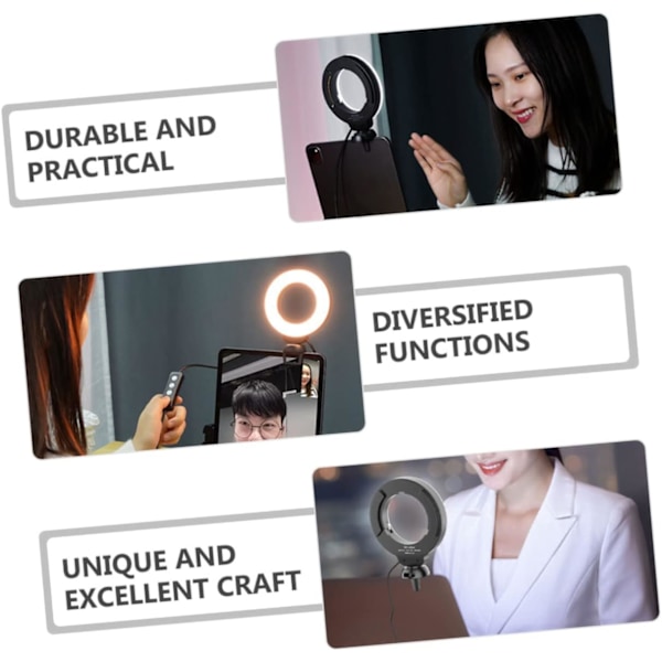 Selfie Ring Light til Webcam Dæmpbar Led Skønhedsbelysning Clip til Streaming 3 Tilstande