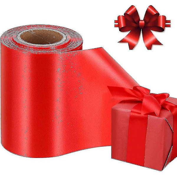 Satinband Röd, Bredt Band För Slöjor Ringband För Hantverk Presentgåva 10cm*20m