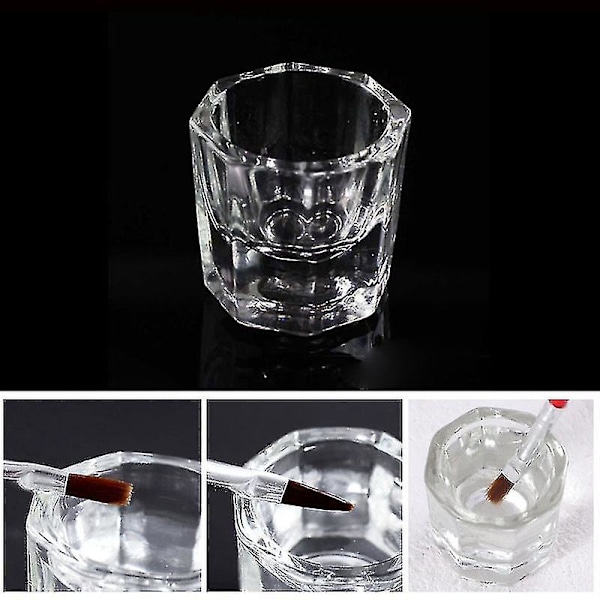 4 st Mini Glaskristallkopp Nagelsmycken Akryl Vätska Pulver Dappen Dish Skål Glasvaror Nagelsmycken Verktyg