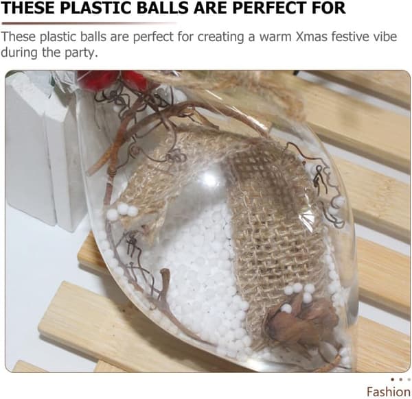 8 stk. DIY plastikbolde til juletræspynt, fyldbare julekugler og julefrokostpynt