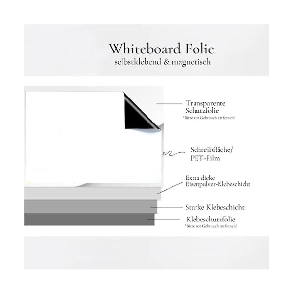 Whiteboard-folie 60x40 Cm Magnetisk, selvklæbende magnetisk folie Hvid Inkluder Whiteboard-markør