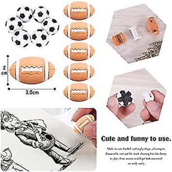 24 Eraser Rubber Football Rugby Shape Stationery Kids Gift