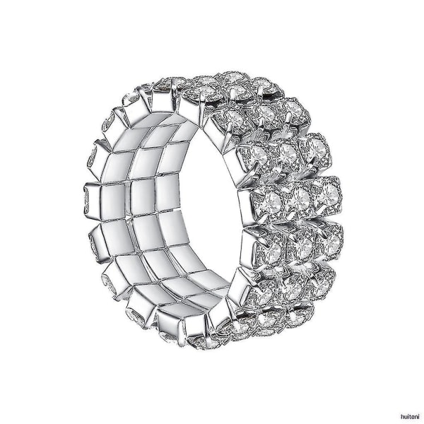 3 Rækker Elastisk Krystal Ring Stræk Rhinesten Led Ring Kvinde Pige Smykker