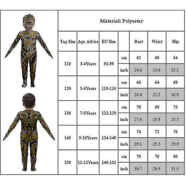 Jag är Groot Prestandakostym Guardians Of The Character Strumpbyxor Groot Bodysuit Med Mask Set Barn Unisex 5-6 Years