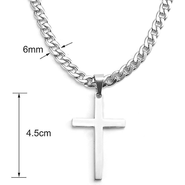 Korut Ruostumattomasta Teräksestä Miesten Kaulakoru Ristiriipus 6mm Leveällä Curb-Ketjulla Lahjaksi