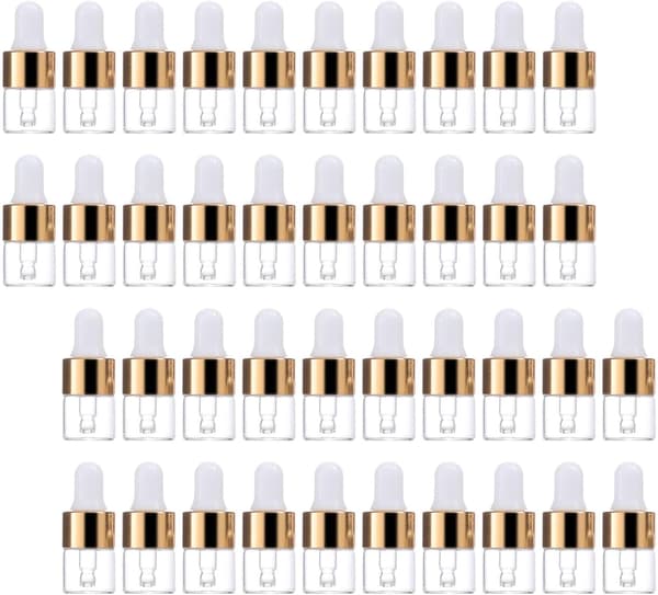 50 st glasdroppflaskor för eteriska oljor 1 ml påfyllningsbara miniprovflaskor