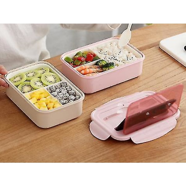 Opiskelijan Mikroaaltouunissa Kuumennettava Bento-laatikko Jaettu Ruudukkosarja
