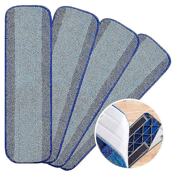 4 st Mikrofiber Rengöringsdynor, Kompatibla med Bona Moppar, Snabbare