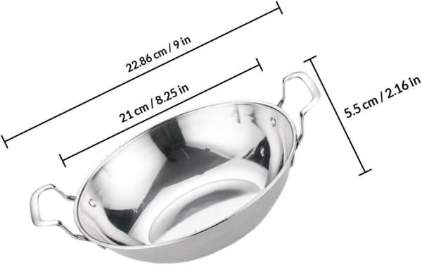 Robust kokekar i rustfritt stål med doble håndtak, flatbunnet panne, ikke-stuing gryte
