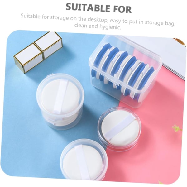 8 stk. Puff Box Makeup Svamp Foundation Makeup Puff Etui Ansigtsvampe Beholder Makeup Puffs Rejsetilbehør