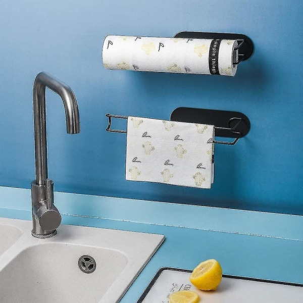 Musta Paper Towel -teline 2 kpl, Itseliimautuva Pyyhkeiden Teline
