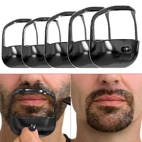Skäggformare Getskägg Mustasch Grooming Verktyg Ansiktshår Styling Mall För Man 5 St/set, Salong Mustasch Skägg Styling black
