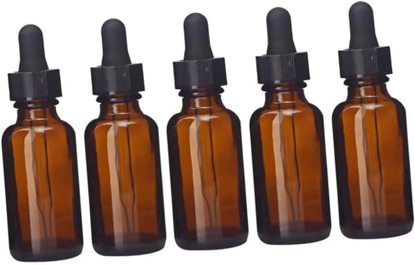 Tomma påfyllningsbara eteriska oljeflaskor med pipett 5 st 30 ml bärnstensfärgade glasflaskor