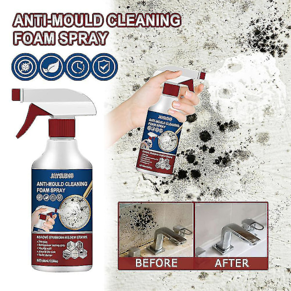 2x Anti-mögelspray, Mögelrengöring Anti-mögel Rengöringsfoam, Kraftfull Multi-purpose Foamrengörare, Tar Bort Fläckar Foam Badrum