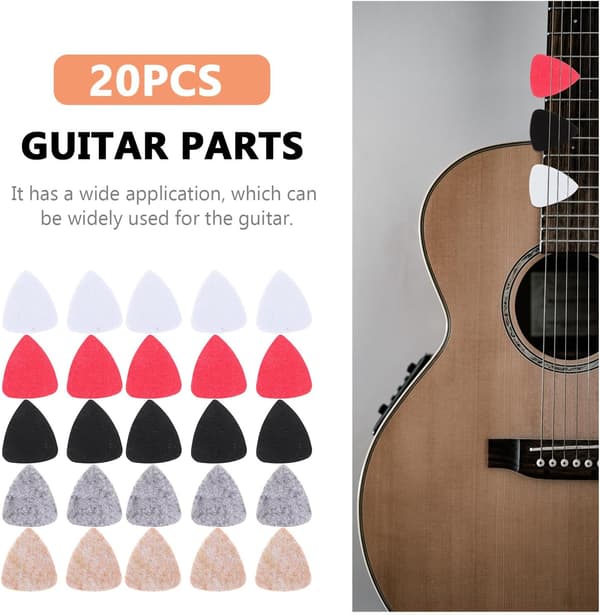20 st filtfyllda akustiska gitarrplektrum för elektrisk akustisk gitarr och stränginstrument