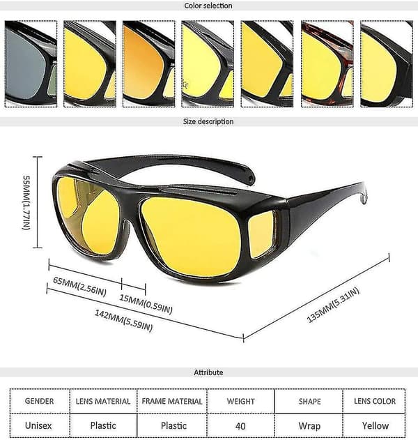 Uv400 Nattsyn Goggles Passar Över Glasögon Wrap Around