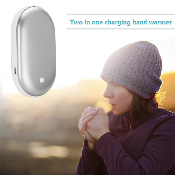 2 Pak Genopladelige Håndvarmere USB Power Bank Elektrisk Lommevarmer -ykc White