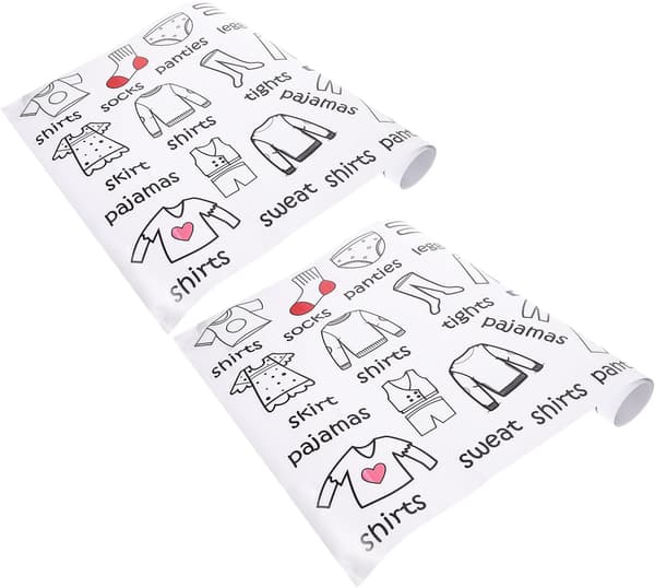 2 ark klessorteringsetiketter for soveromsskuffer, PVC-materiale