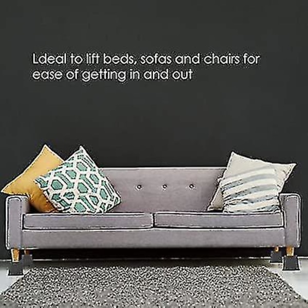 Senghevingssett, 8 stk PP Møbelhevere Justerbare Sengestol Sofa Heveføtter 4 X 5\"/ 4 X 3\" Tilgjengelig Svart