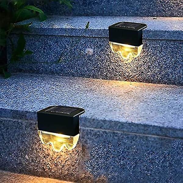 Solcelled Dekklys Utendørs, Vanntette Hage Soltrappelykter, Med Varmt Og Farget Lysmodus, Led Solgjerdelys, Solrekkverklys
