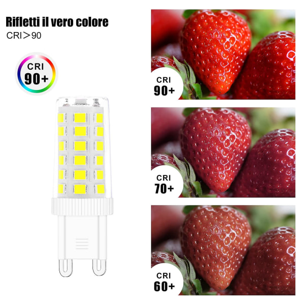 G9 LED-pærer, 5W tilsvarende 40W halogenlampe Hvit 6000K Flimmerfri Energibesparende Ikke-dimbar